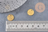 Médaille ronde texturée dorée acier 304 inoxydable doré IP 12mm, x10 (G4633)