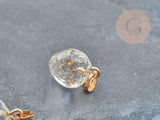 Pendentif Fraise verre transparent fer doré 17mm, collier pendentif , x1 (G9043)
