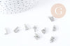 Pendentif Lettre acier 304 inoxydable argenté lettre cristal blanc 10mm, initiale prenom, x1 G8932