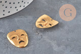 Brass raw Carnival theater mask pendant 25mm, x1 (G10164)
