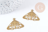 Pendentif Papillon laiton brut 34mm, pendentif pour création bijoux vintage x1 G9251