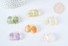 Pendentif Pierre géométrique translucide colorée fil de cuivre 25~28mm, pendentid citrine, améthyste, quartz rose, préhnite, x1 G7593