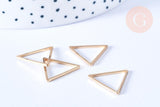 Pendentif Triangle laiton brut 15mm, création bijoux géométriques dorés, x 5 G6556