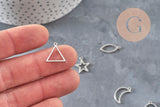 Stainless steel pendant, flat, platinum, open back, 14-21mm, x1 (G11272)