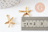 Pendentif acier 304 inoxydable doré étoile de mer 17mm, x1 (G9668)