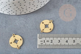Pendentif acier dore boussole rose des ventes,breloque doré, acier inoxydable doré, pendentif sans nickel,23mm, x1 G4788