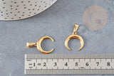 Pendentif acier doré croissant lune,breloque doré, acier chirurgical,acier doré, pendentif sans nickel, 19mm, x1 (G4840)