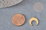 Pendentif acier doré inoxydable lune 16mm, un bijou en acier hypoallergénique sans libération de nickel, x1 G6157