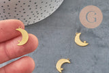 Pendentif acier doré inoxydable lune avec étoile 17.5mm, acier hypoallergénique sans libération de nickel, x1 (G6155)-Breloques et pendentifs-Gingerlily Perles