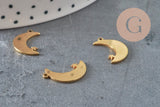 Pendentif acier doré inoxydable lune avec étoile 17.5mm, acier hypoallergénique sans libération de nickel, x1 (G6155)-Breloques et pendentifs-Gingerlily Perles