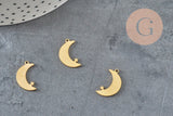 Pendentif acier doré inoxydable lune avec étoile 17.5mm, acier hypoallergénique sans libération de nickel, x1 (G6155)-Breloques et pendentifs-Gingerlily Perles
