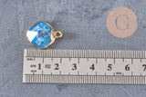 Pendentif agate bleue pendentif pierre, agate naturelle, support doré, création bijoux, pierre naturelle, 17-22mm, x1, G2746