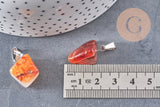 Pendentif agate naturelle support acier inoxydable platine 35mm,Pendentif bijoux pierre naturelle, x1 G5160