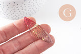 Pendentif aile résine paillettes,des peerles originales et transparentes pour création bijoux bois,51mm, x1 (G3923)