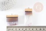 Pendentif améthyste brute violette doré 31~41mm,pendentif pierre, pierre naturelle,1 Anneau, x1 (G0646)