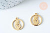 Pendentif baptême vierge Marie acier 201 inoxydable dore 17.5mm, x1 (G6344)