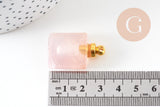 Pendentif bouteille parfum quartz rose naturel 33mm, x1 (G5187)