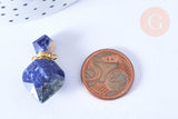 Pendentif bouteille parfum sodalite naturelle laiton doré 27mm, x1 (G7147)