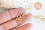 Pendentif branche feuille laiton 39mm,breloque laiton brut, bijou laiton,feuille dorée pour création bijoux x1 (G6278)