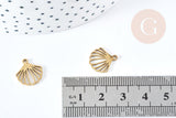 Pendentif breloque coquillage acier 304 doré inoxydable 13.5mm, x1 (G8620)
