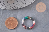 Pendentif cercle coloré acetate, perle plastique,connecteur plastique,21.5mm, x2 ou x10 (G2084)