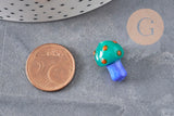 Pendentif champignon en verre tchèque multicolore 15mm, x5 (G11059)