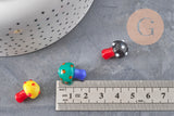 Pendentif champignon en verre tchèque multicolore 15mm, x5 (G11059)