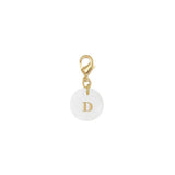 Pendentif charm initiale rond nacre blanche lettre, pendentif alphabet x1 (G9397)