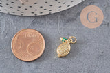 Pendentif citron doré 18K zircons, 14mm, x1 (G4852)