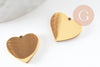 Pendentif coeur acier 201 inoxydable doré 13mm finition Miroir, x1 (G10182)