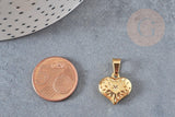 Pendentif coeur gravé acier 304 inoxydable doré 15mm, x1 (G6031)