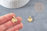 Pendentif coeur gravé acier 304 inoxydable doré 15mm, x1 (G6031)