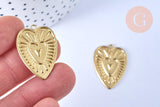 Pendentif coeur oeil laiton brut 29x20mm, x1 (G6527)