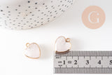 Pendentif coeur quartz naturel facette fer doré 17mm, x1 (G1811)