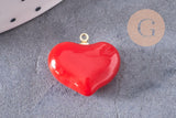 Pendentif cœur verre murano 18.5mm, x1 (G10290)
