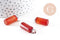 Pendentif colone agate naturelle rouge acier inoxydable platine 25mm, x1 (G10074)