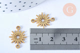 Pendentif connecteur acier doré étoile soleil 15mm, x1 (G6151)
