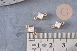 Pendentif connecteur carré en cristal laiton doré 11x7mm, x1 (G5891)