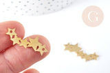 Pendentif connecteur étoiles acier 304 doré inoxydable 30mm, x1 (G9789)