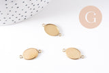 Pendentif connecteur ovale support cabochon 14x10mm acier 304 inoxydable IP, x2 (G10292)