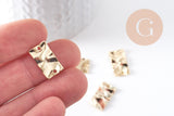 Pendentif connecteur rectangle froissé laiton doré 24K 17mm, x2 (G10383)