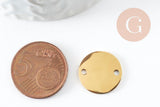 Pendentif connecteur rond acier 201 inoxydable doré 16mm finition Miroir, x1 (G10006)