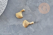 Gold-plated stainless steel 304 shell pendant, 17.3mm, Nickel-free jewelry design pendant x1 (G6010)