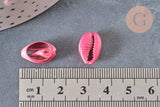 Pendentif coquillage cauri naturel rose 15mm, x5 (G1530)