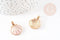Pendentif coquillage doré rose 24.5mm, pendentif coquillage pour création bijoux x2 (G5794)