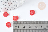 Pendentif coquillage nacre naturelle rouge 10,5mm , coquillage, x5 (G7571)
