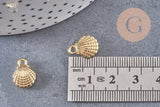 Pendentif coquillage zamac doré 14K 13.5mm, x5 (G5798)