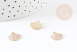 Pendentif coquillage zamac doré 18k rose 13mm, pendentif création bijoux, x1 (G4363)