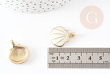 Pendentif coquillage zamac doré blanc 24.5mm, pendentif création bijoux DIY x2 (G7045)