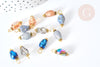 Pendentif crâne squelette or en verre multicolore zamac et laiton doré 16~17,5mm, perle en verre création bijoux, x1 (G9090)